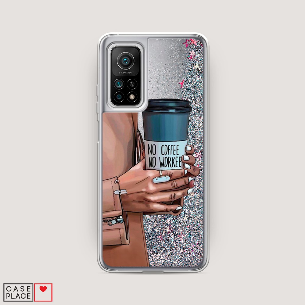 

Жидкий чехол с блестками "No coffee" на Xiaomi Mi 10T Pro