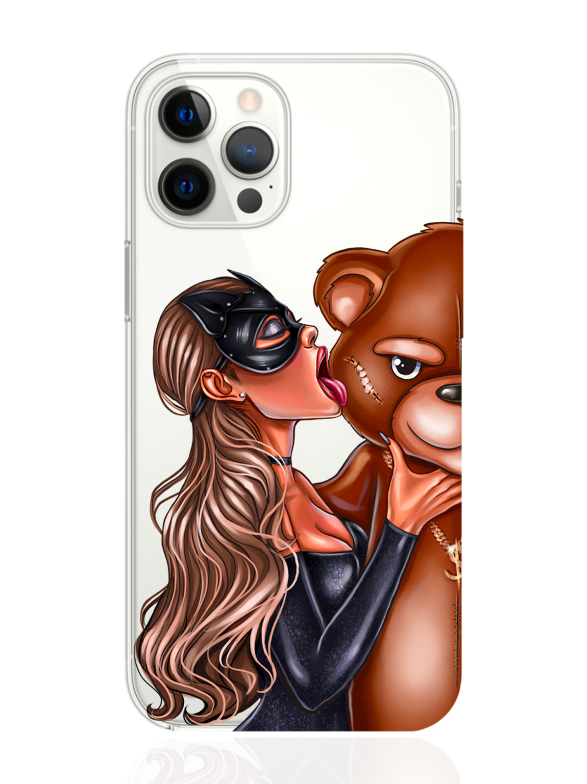 фото Чехол musthavecase для iphone 12 pro max кошечка русая и мишка прозрачный