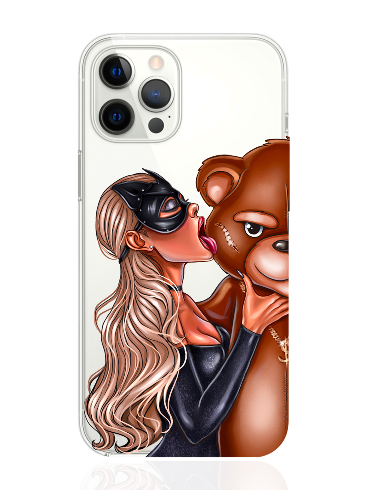 

Чехол MustHaveCase для iPhone 12 Pro Max Кошечка блондинка и мишка прозрачный, iPhone 12 Pro Max Кошечка блондинка и мишка