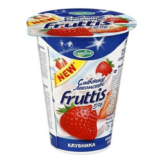 Йогуртный продукт Fruttis Сливочное Лакомство клубника 5 БЗМЖ 290 г 70₽