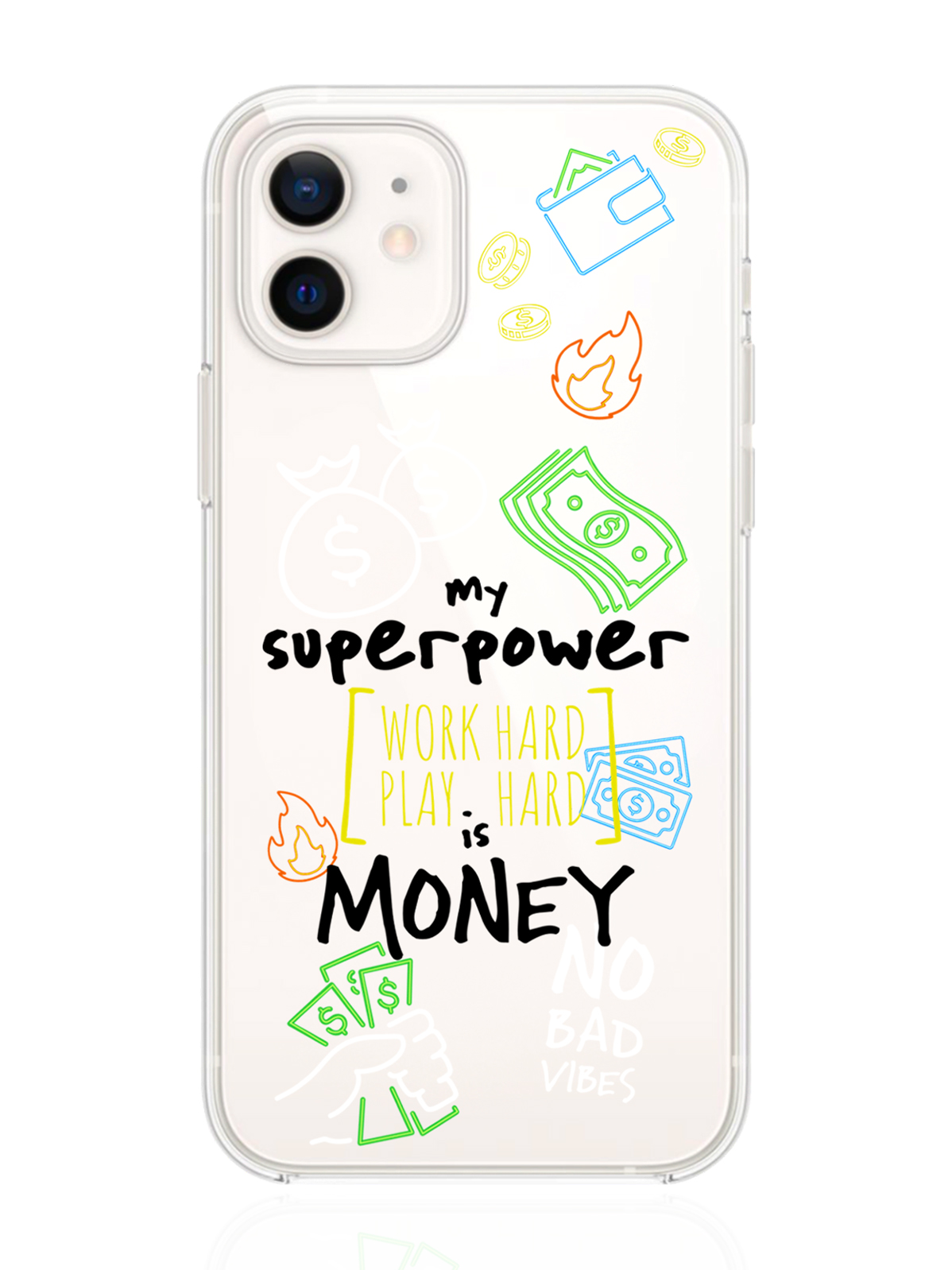 

Чехол MustHaveCase для iPhone 12/12 Pro My Superpower is Money прозрачный, iPhone 12/12 Pro My Superpower is Money