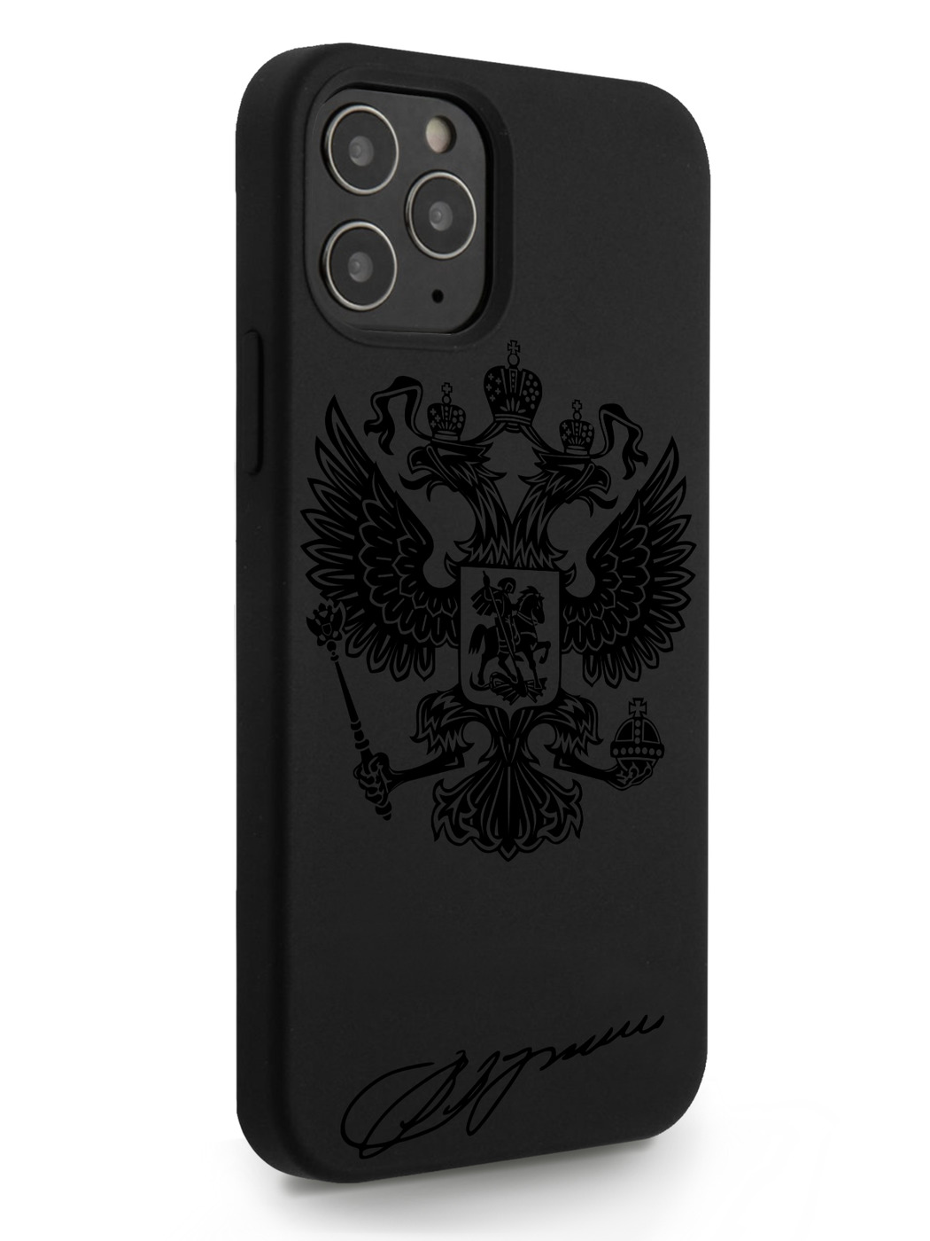 фото Чехол musthavecase для iphone 12/12 pro черный лаковый герб черный