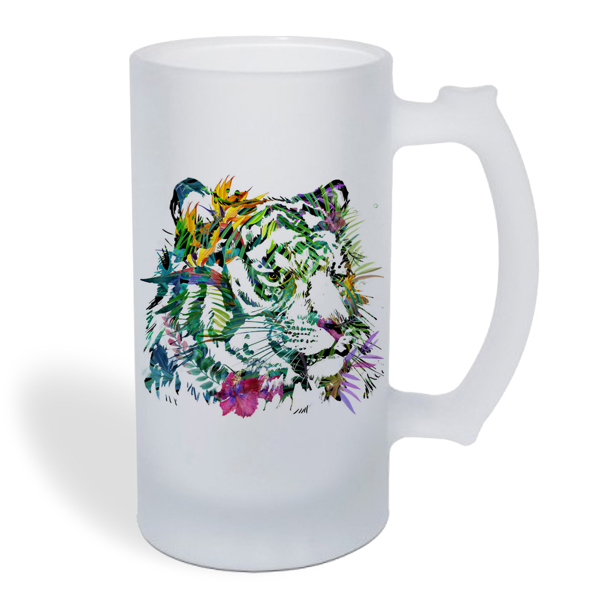 

Кружка пивная CoolPodarok Краски. Тигры. Цветы