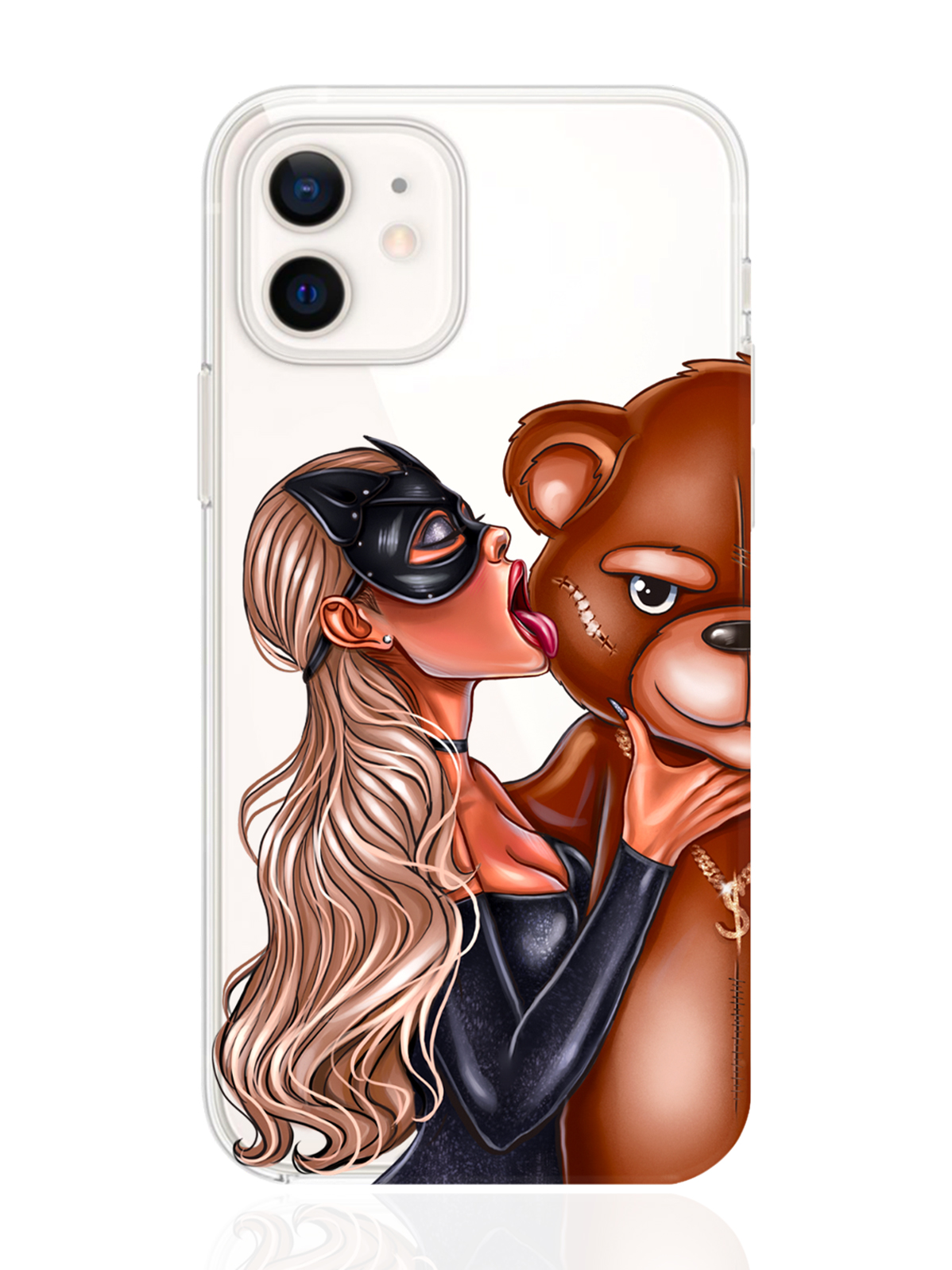 фото Чехол musthavecase для iphone 12/12 pro кошечка блондинка и мишка прозрачный