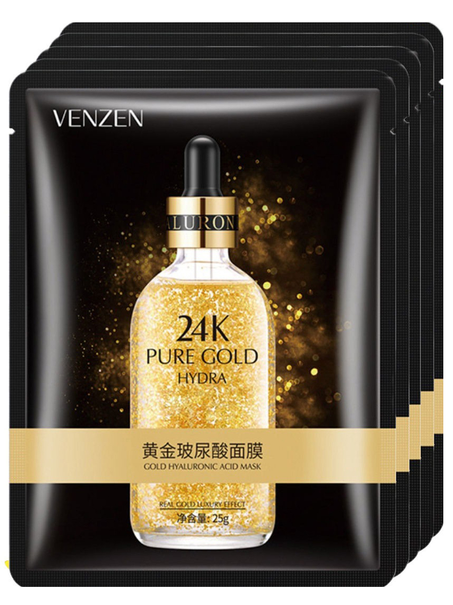 Купить Питательная тканевая маска VENZEN 24K Gold с гиалуроновой кислотой 5шт*25г, VENZEN/VEZE