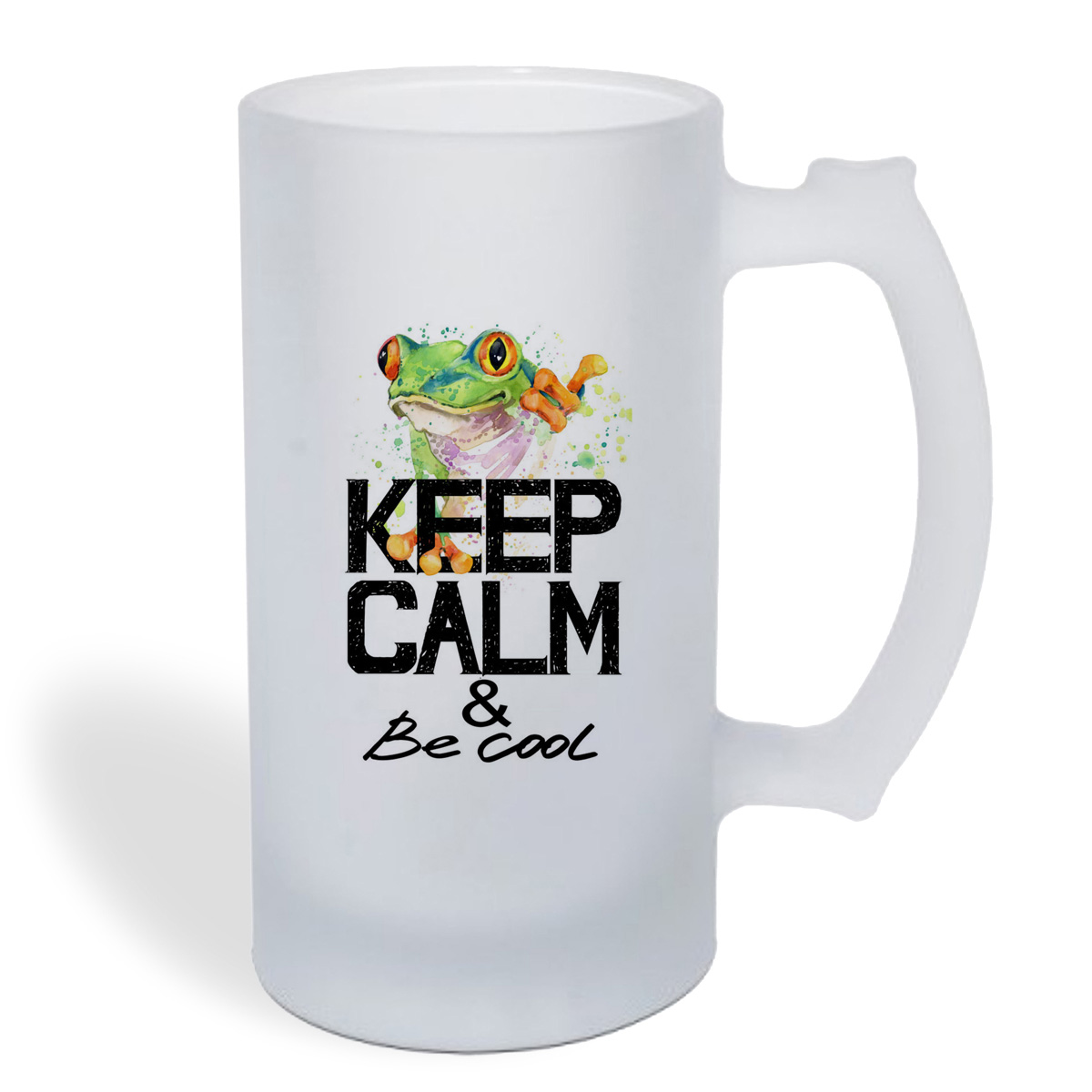

Кружка пивная CoolPodarok Краски. Keep calm and be cool. Лягушка