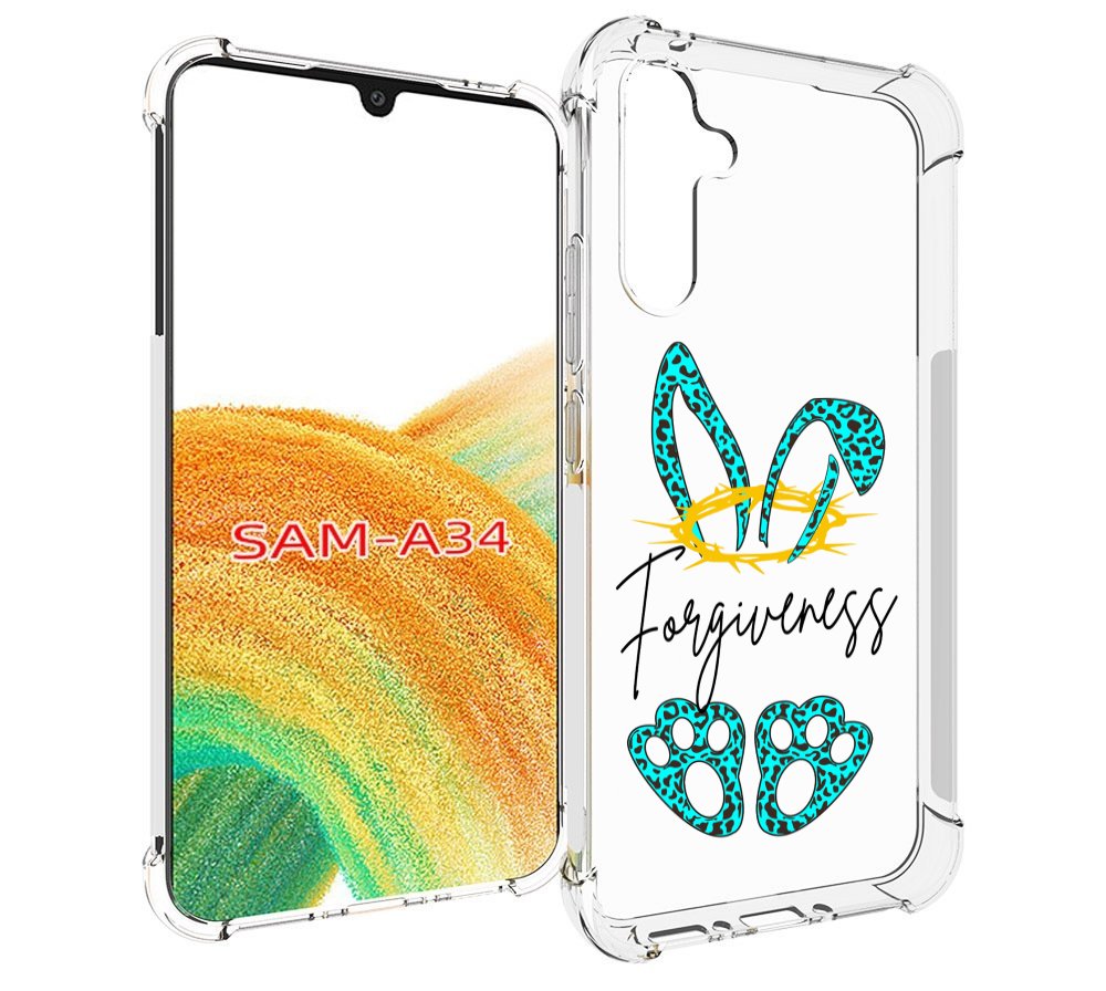 

Чехол MyPads бирюзовое лапки и ушки женский для Samsung Galaxy A34, Tocco