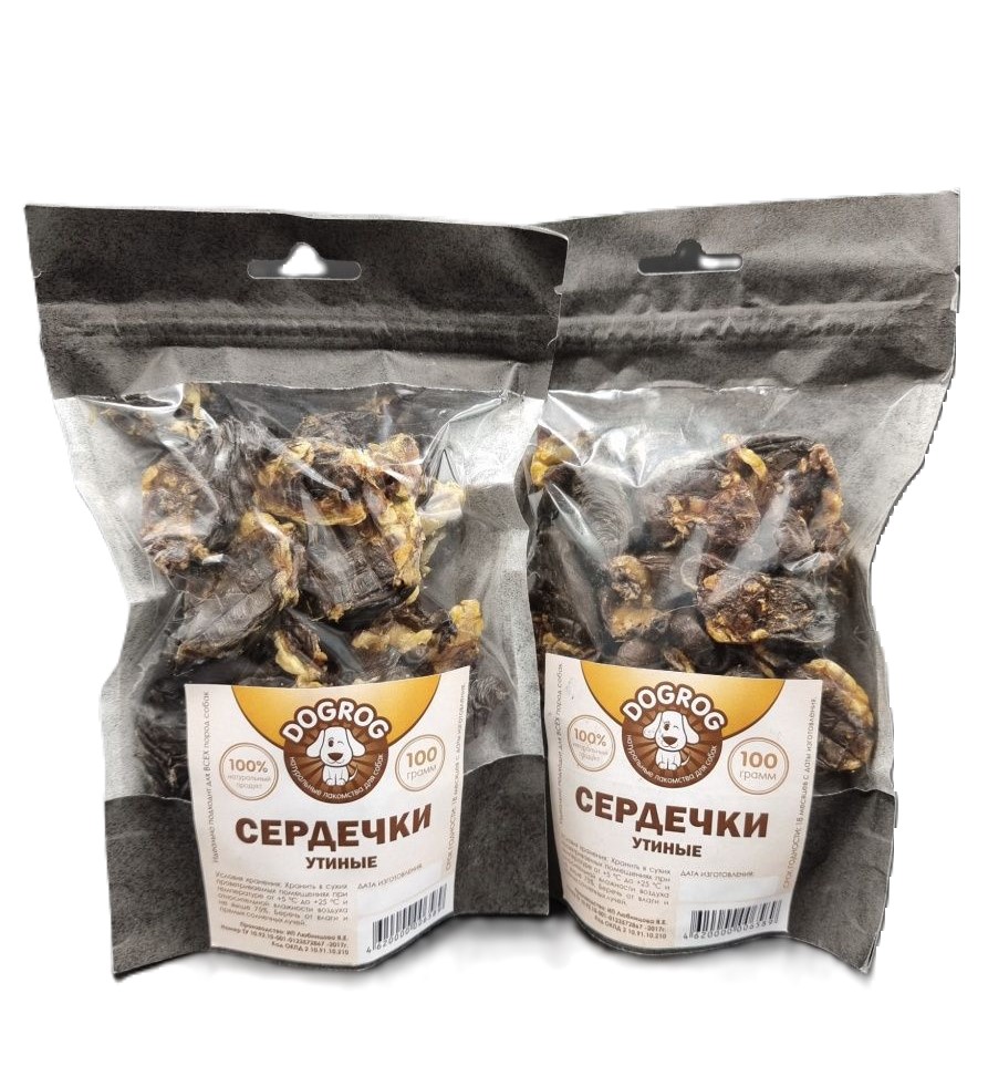 

Сердечки утиные сушеные DOGROG, 200 г, сердечки-утиные-200гр
