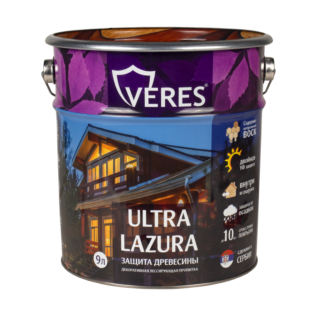 Верес ультра лазура № 9 палисандр  9 л  VERES пропитка veres gold lazura 9 палисандр 10 л 1 45286