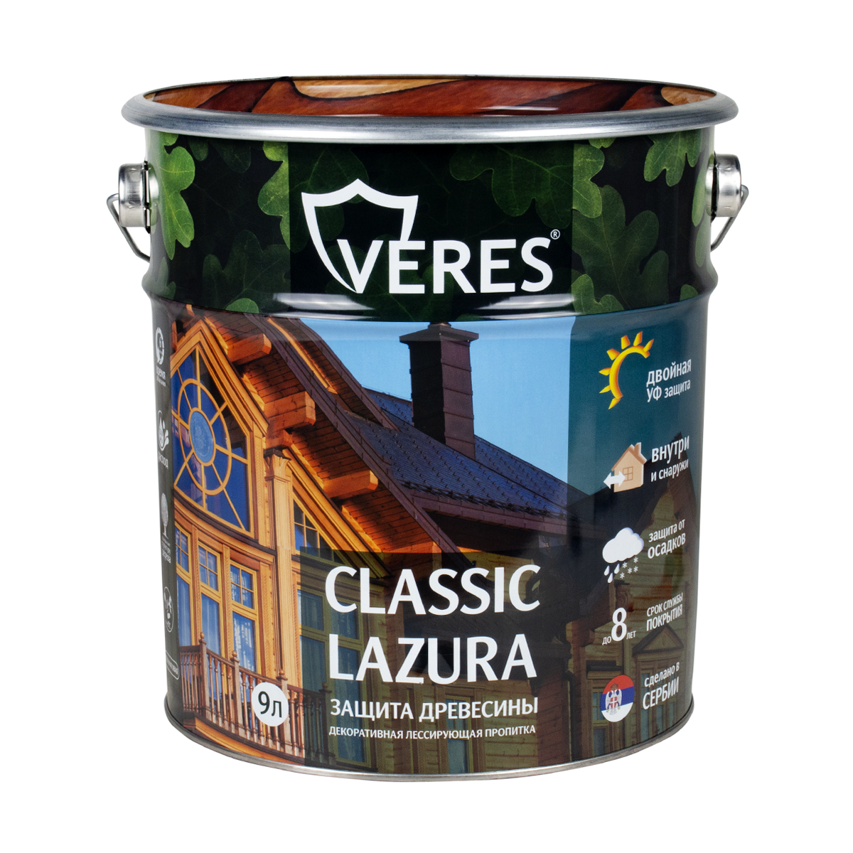 Верес классик лазура № 4 орех  9 л  VERES пропитка veres classic lazura 9 палисандр 2 7 л 1 4 42022