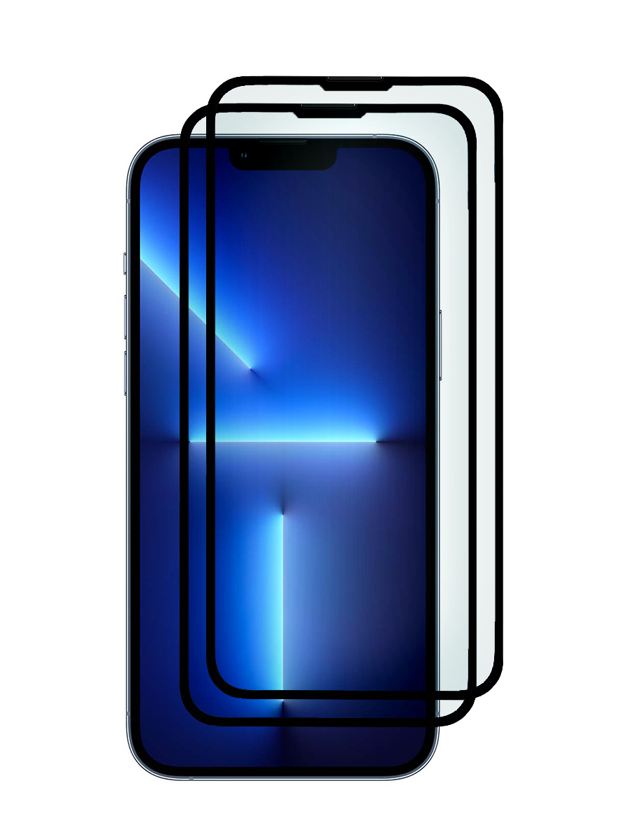 Защитное стекло 3D для Apple iPhone 13 Pro Max черный, с рамкой  комплект 2 шт
