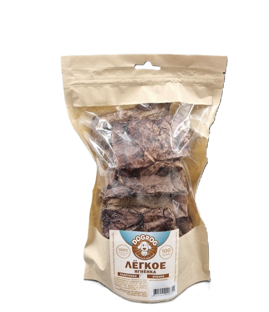 

Легкое ягненка (баранье) сушеное, пластинки, DOGROG, 100 г, лёгкое-ягнёнка-100гр