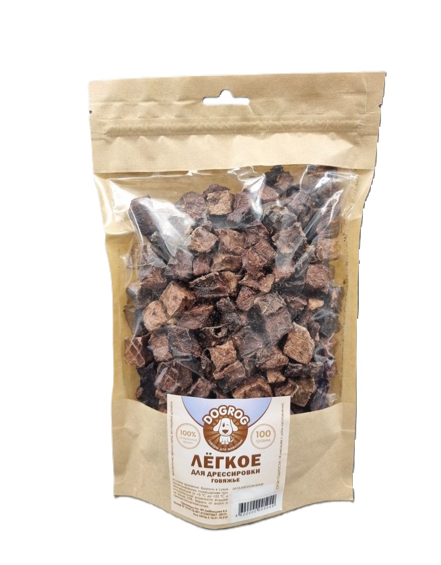 

Легкое говяжье для дрессировки, мелкая нарезка DOGROG, 100 г, лёгкое-говяжье-кубики-100гр