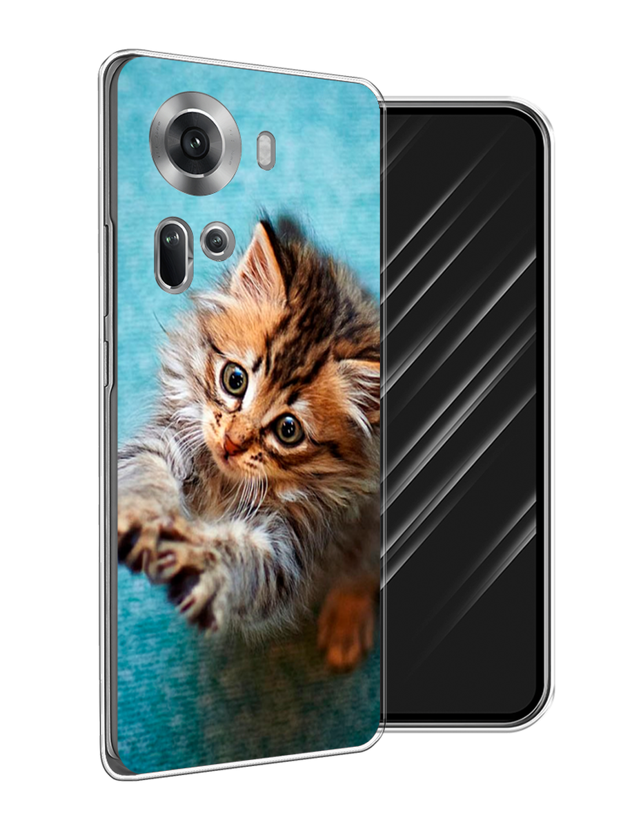 

Чехол Awog на Oppo Reno 11 (Global) "Котенок просит есть", Бирюзовый;коричневый;белый, 2515850-1