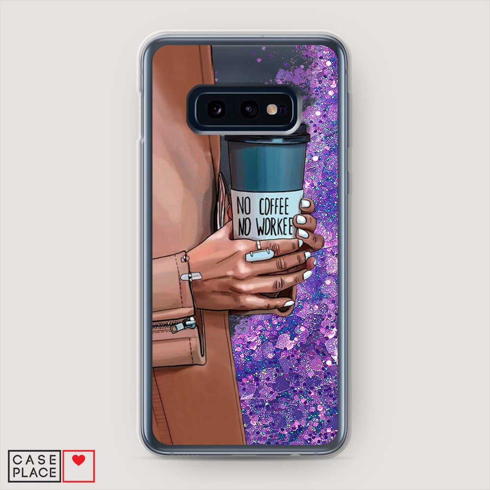 

Жидкий чехол с блестками "No coffee" на Samsung Galaxy S10E
