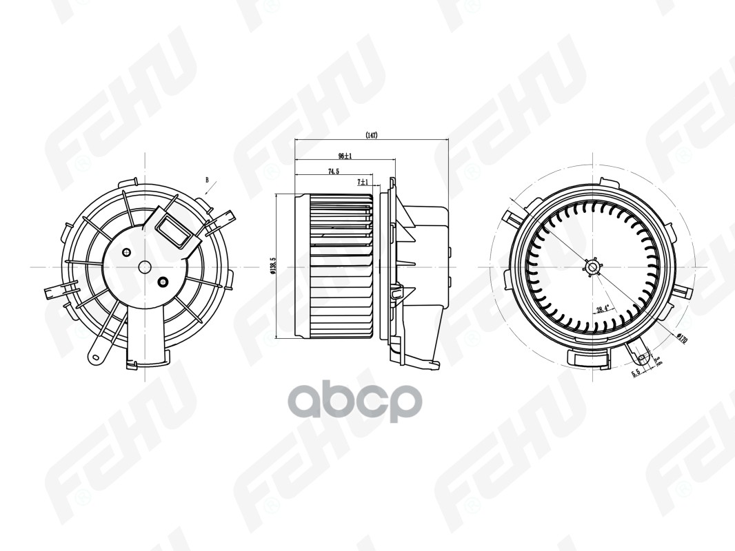 

Электровентилятор Отопителя Для Fiat Ducato/Psa Boxer/Jumper (06-) FEHU ffh1050