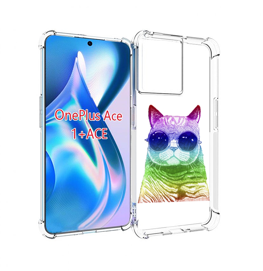 

Чехол MyPads Кот в очках для OnePlus Ace, Прозрачный, Tocco
