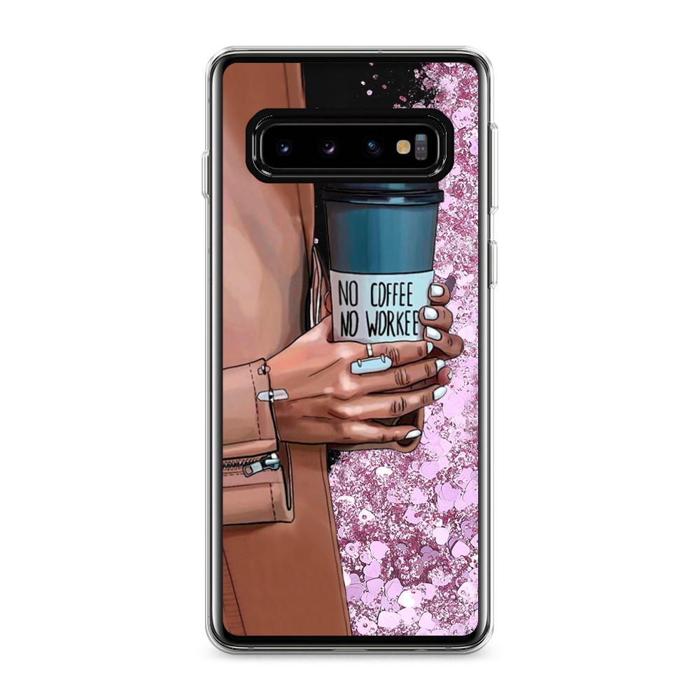 фото Жидкий чехол с блестками "no coffee" на samsung galaxy s10 awog