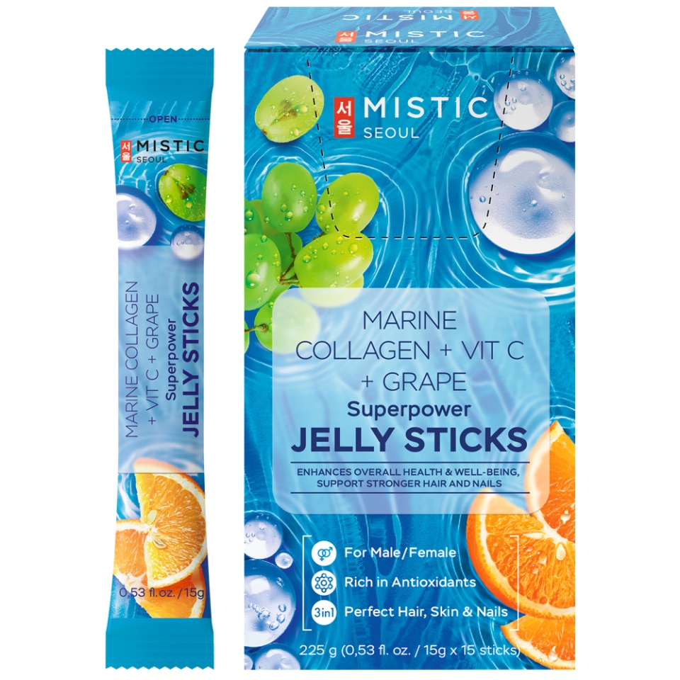 Коллагеновое желе MISTIC Jelly Sticks с виноградом и витамином С 15 шт по 15г 1650₽