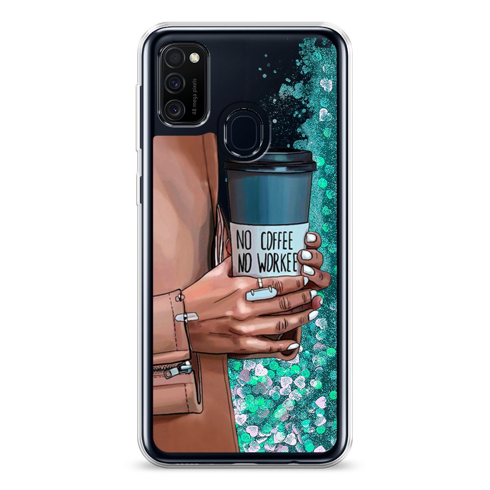 

Жидкий чехол с блестками "No coffee" на Samsung Galaxy M30s, 29895-1