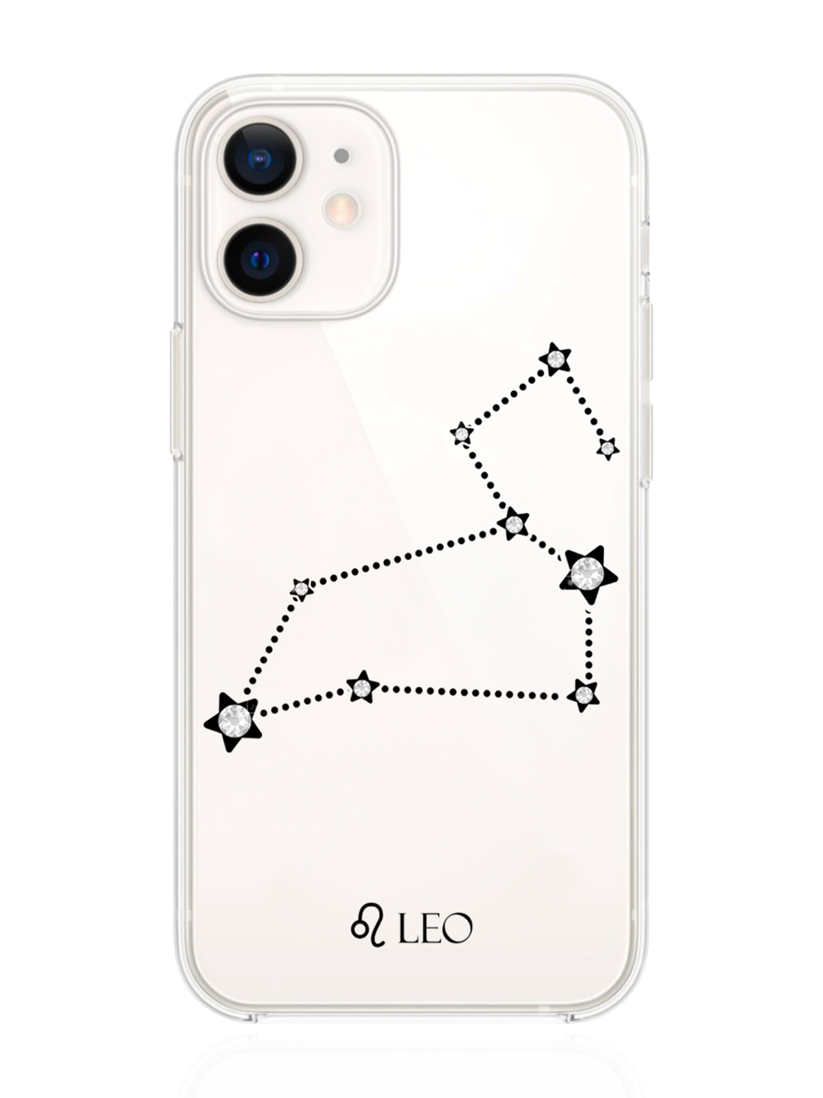 

Чехол с инкрустацией кристаллами Lux для iPhone 12 Mini Лев Leo, Прозрачный, iPhone 12 Mini Знак зодиака Лев