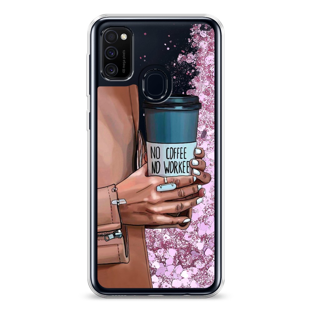 

Жидкий чехол с блестками "No coffee" на Samsung Galaxy M21, 29794-1