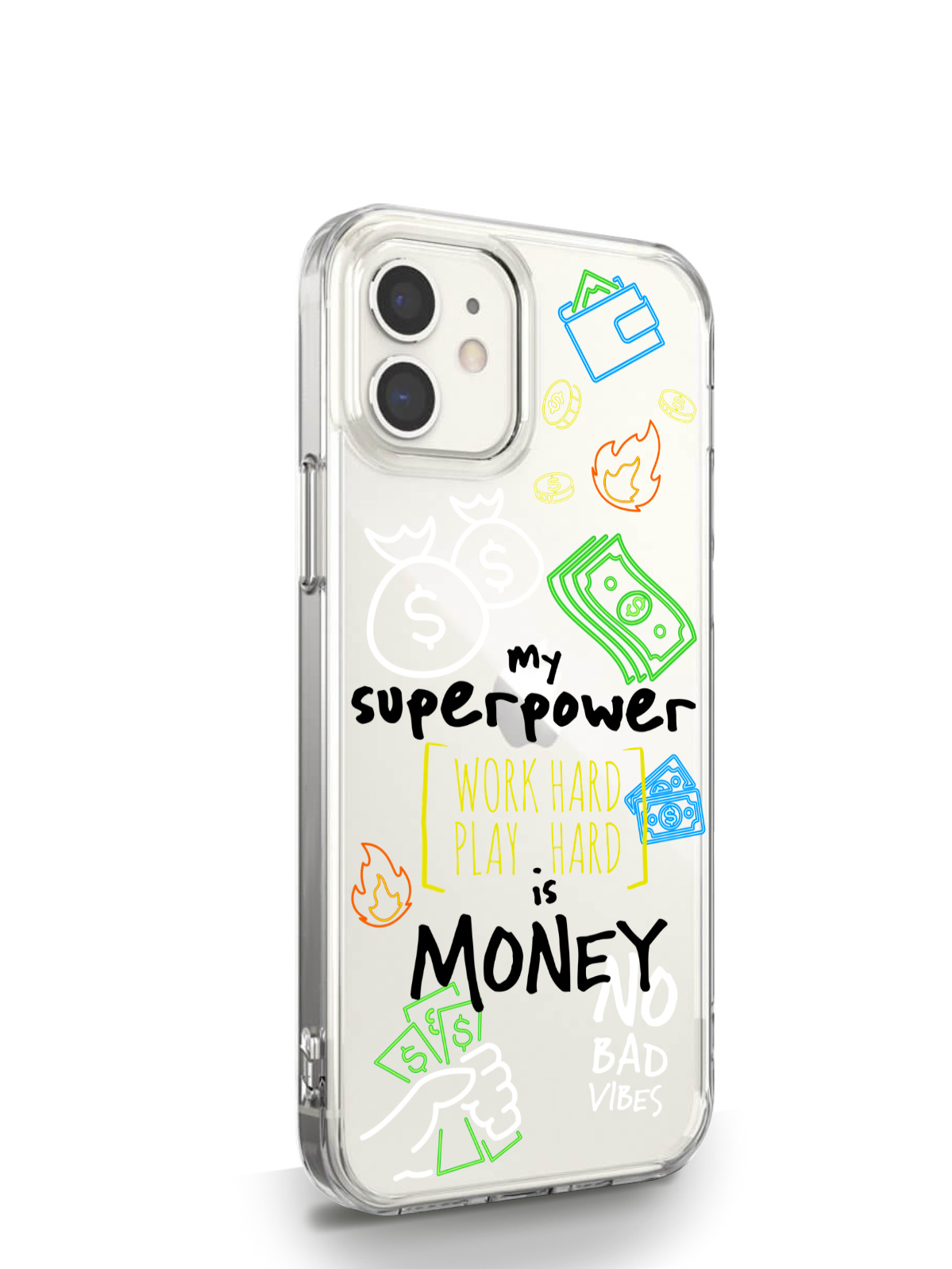 фото Чехол musthavecase для iphone 12 mini my superpower is money прозрачный