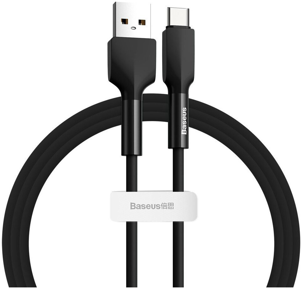 фото Кабель baseus silica gel cable usb - usb type-c 3 a 1м, цвет черный (catgj-01)