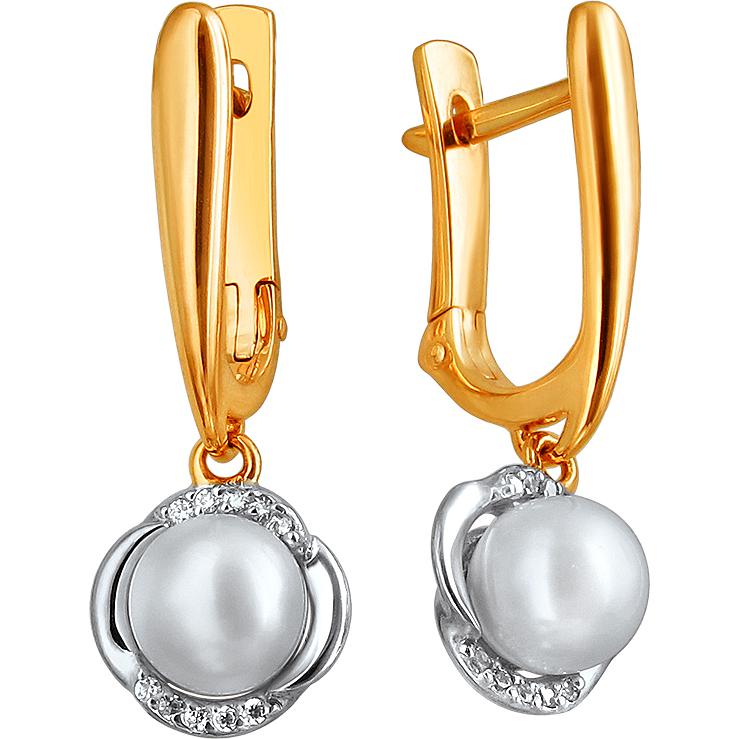 

Серьги женские из золота Эстет 01С3111858Р-1, жемчуг/фианит, 01С3111858Р-1