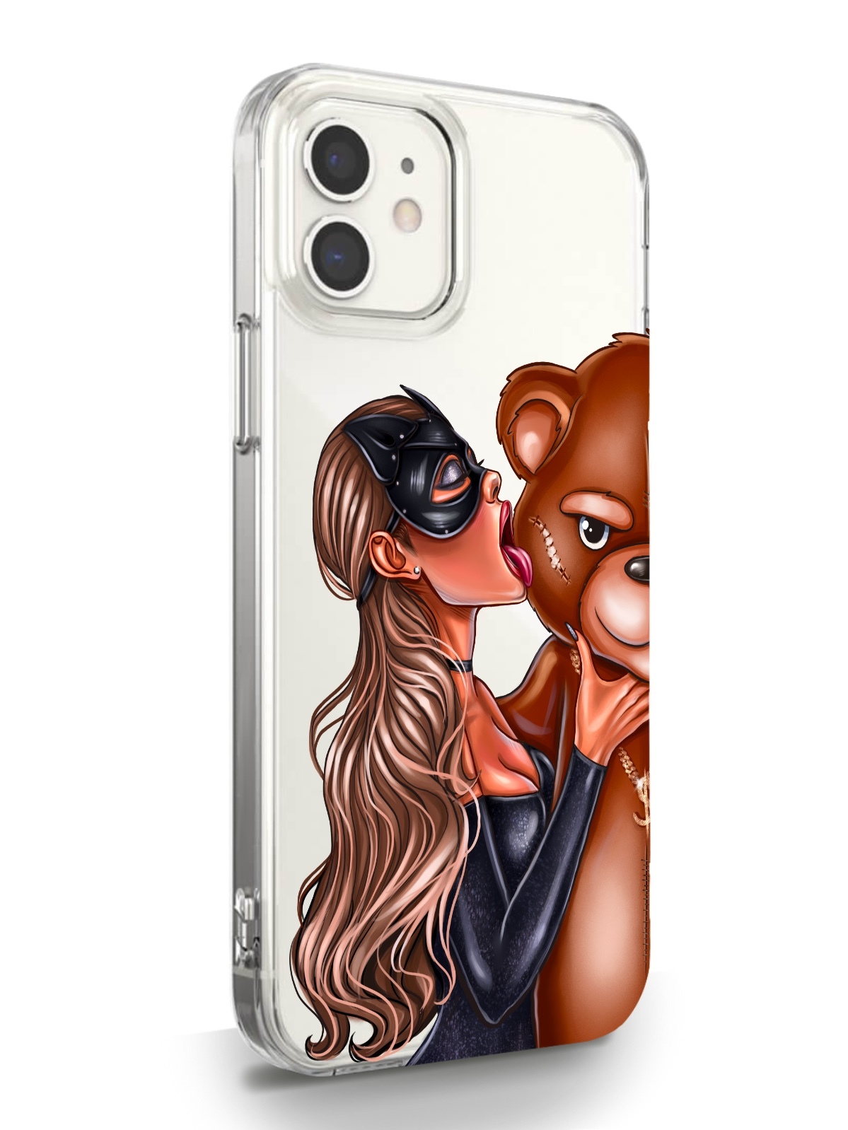 фото Чехол musthavecase для iphone 12 mini кошечка русая и мишка прозрачный