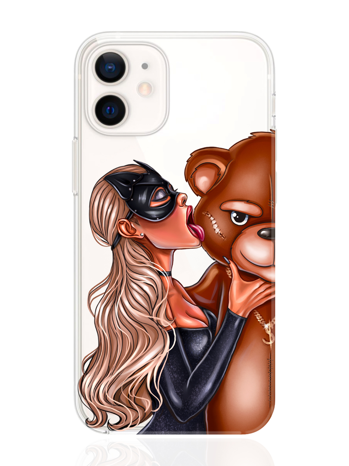 фото Чехол musthavecase для iphone 12 mini кошечка блондинка и мишка прозрачный