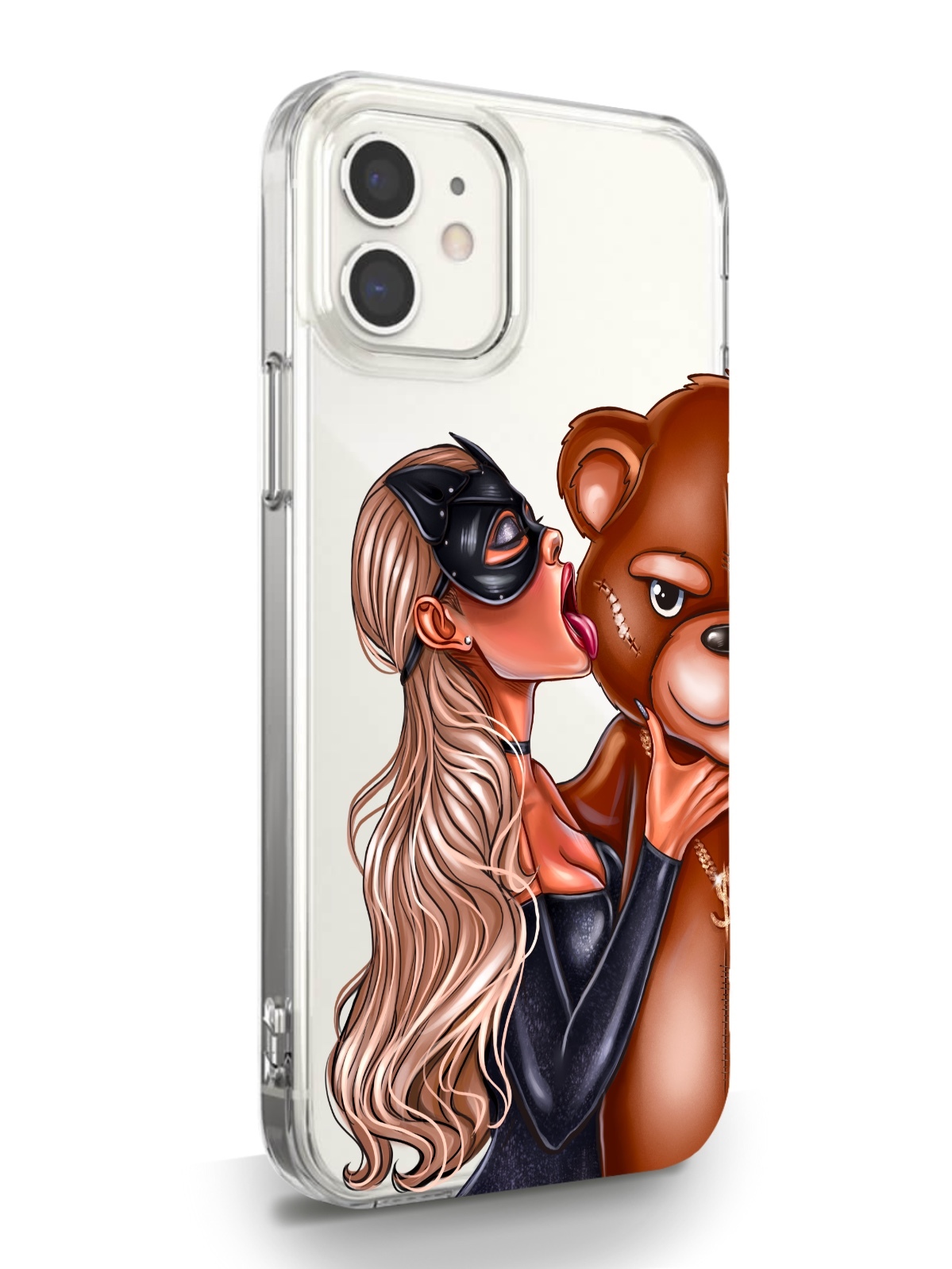 фото Чехол musthavecase для iphone 12 mini кошечка блондинка и мишка прозрачный