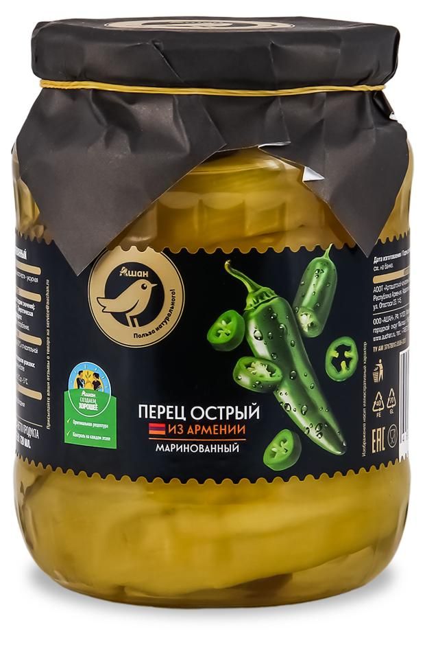 Перец АШАН Золотая птица острый маринованный 710 г 230₽