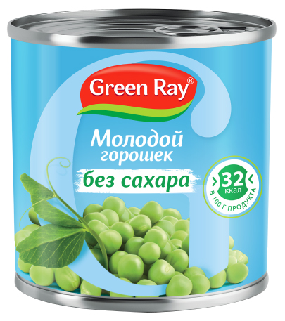 Горошек Green Ray молодой без сахара 400 г