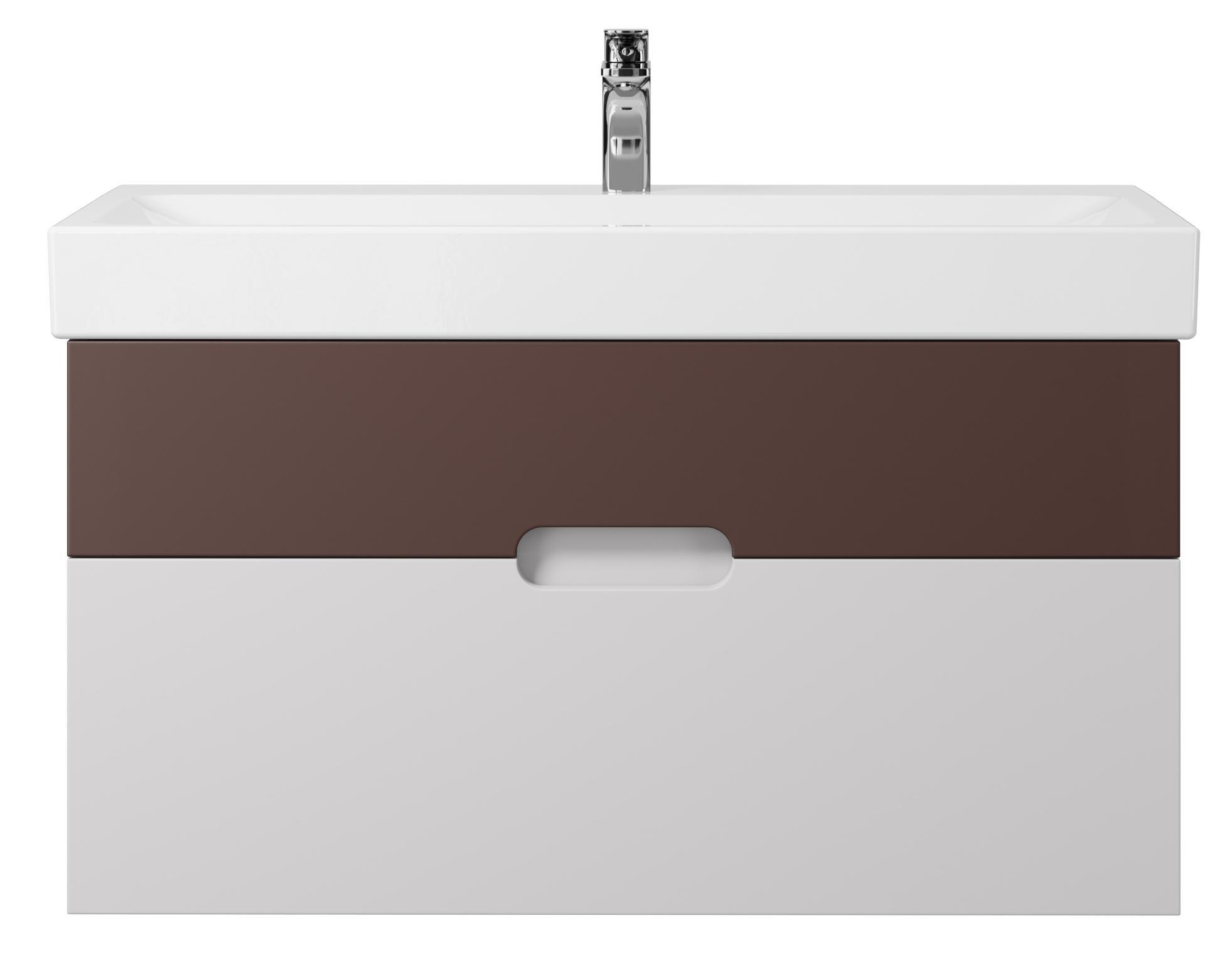 Тумба с раковиной в ванную Creto Malibu Chocolate Soft 100 подвесная, с комплектом креплен