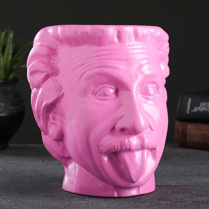 фото Кашпо - органайзер "эйнштейн" розовый неон, 16х15см хорошие сувениры