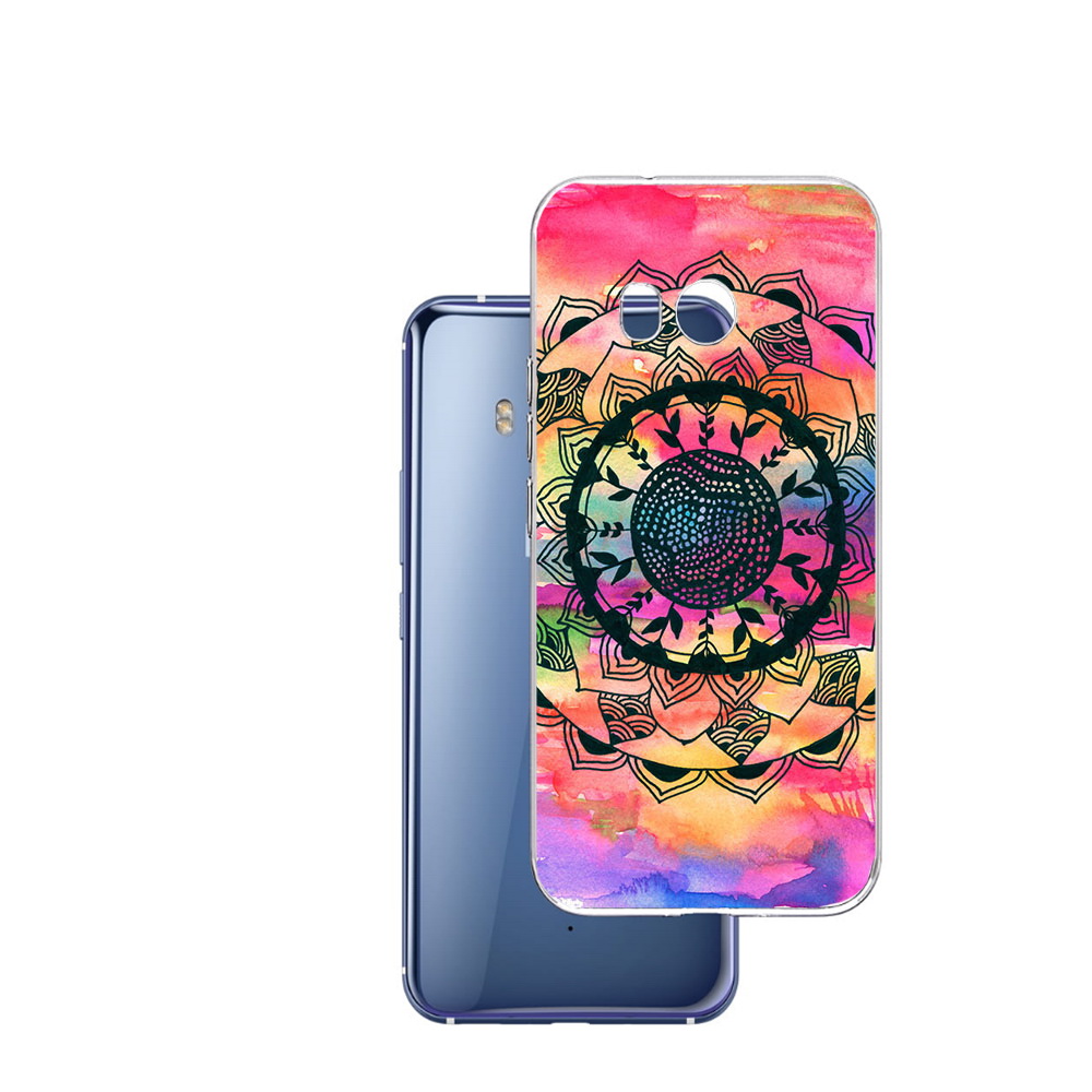 

Чехол MyPads Tocco для HTC U11 яркая абстракция круглый цветок, Прозрачный, Tocco