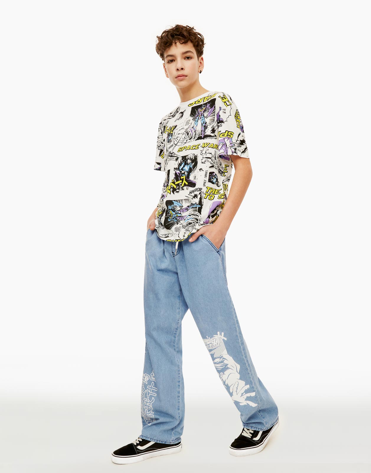 

Джинсы Easy Fit с аниме-принтом для мальчика р.134, Голубой, BJN013650