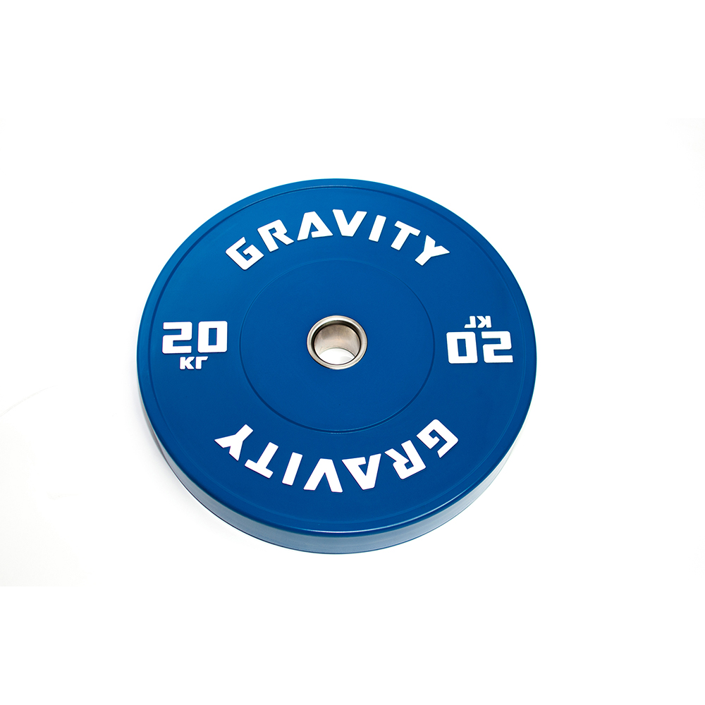 Бамперный каучуковый диск Gravity белый лого, 20 кг
