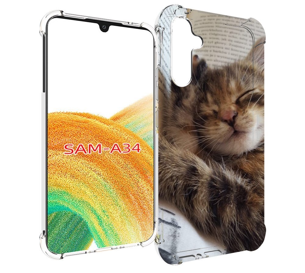 

Чехол MyPads Спящий-котенок для Samsung Galaxy A34, Tocco
