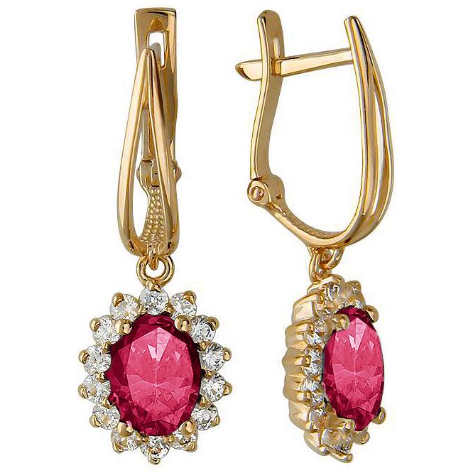 

Серьги женские из серебра Эстет 01С258519А-3, гранат/фианит, 01С258519А-3