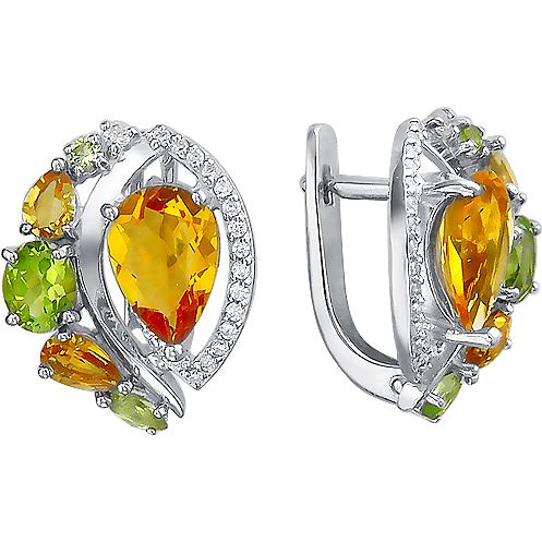 

Серьги женские из серебра Ювелирные традиции Т19С354152М2, хризолит/фианит/цитрин, Т19С354152М2