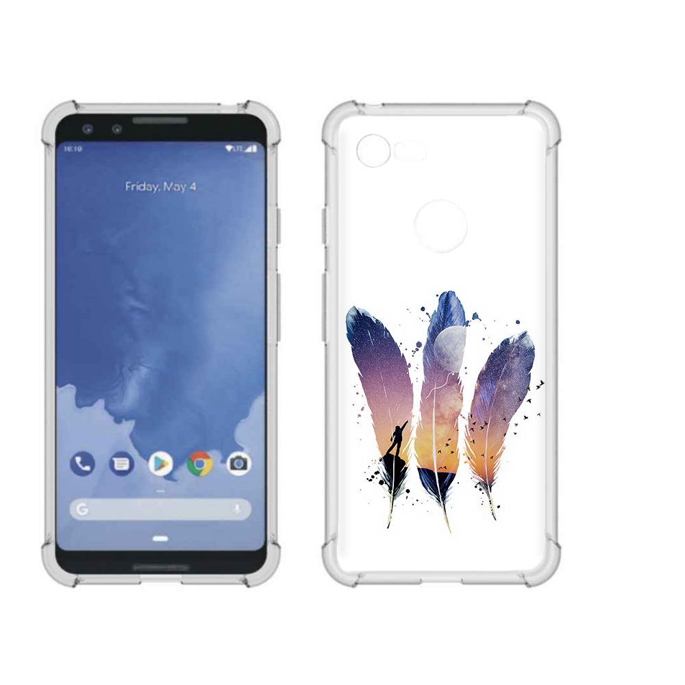 

Чехол MyPads Tocco для Google Pixel 3 небесные перья, Прозрачный, Tocco