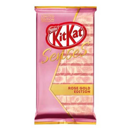 

Плитка KitKat Senses Rose Gold Edition белый шоколад клубника-молочный шоколад вафля 224 г