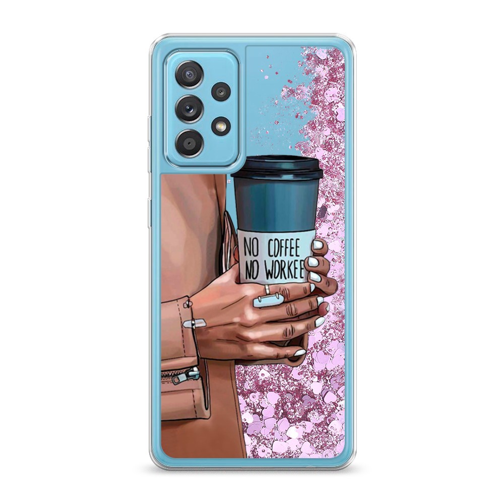 

Жидкий чехол с блестками "No coffee" на Samsung Galaxy A52s