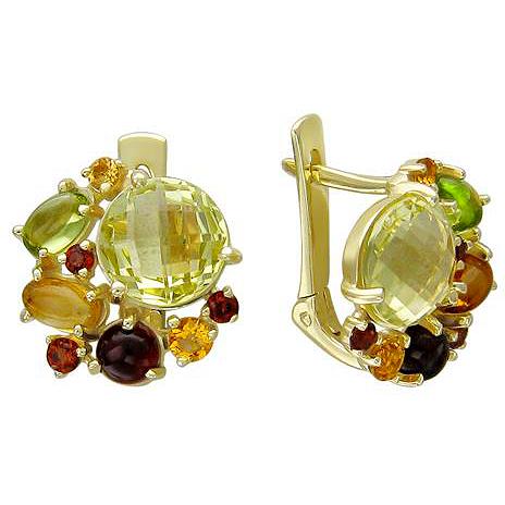 

Серьги женские из золота Эстет 01С336230-2, гранат/кварц/хризолит/цитрин, 01С336230-2
