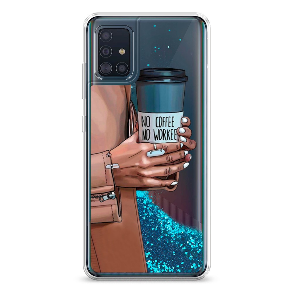 

Жидкий чехол с блестками "No coffee" на Samsung Galaxy A51