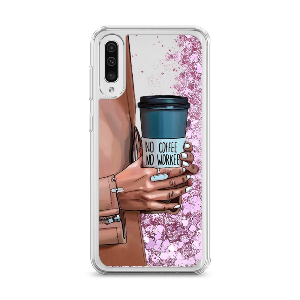 

Жидкий чехол с блестками "No coffee" на Samsung Galaxy A50