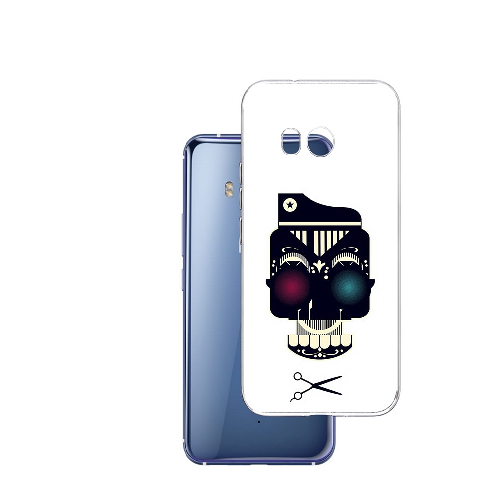 

Чехол MyPads Tocco для HTC U11 черно белый скелет с яркими глазами, Прозрачный, Tocco
