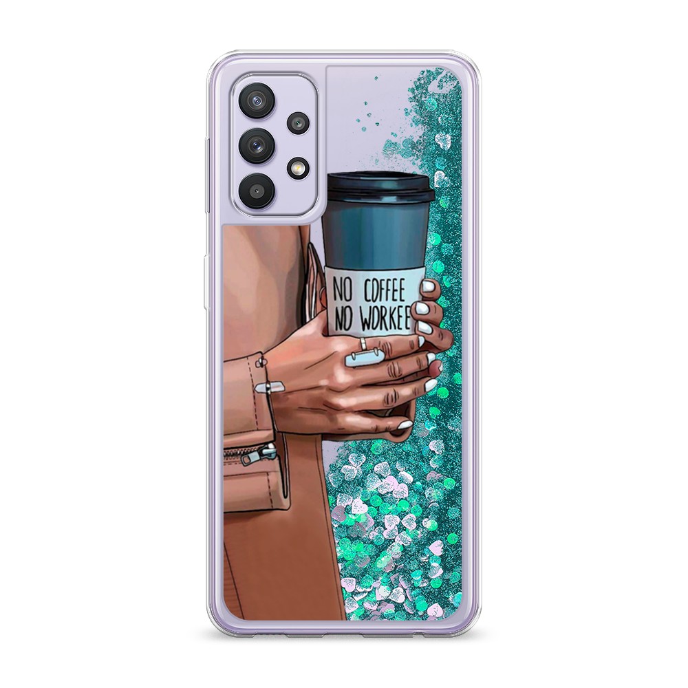 

Жидкий чехол с блестками "No coffee" на Samsung Galaxy A32, 2102095-1